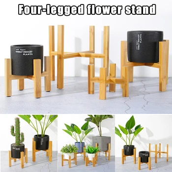 

Free Standing Bonsai Holder Home Balcony Wood Flower Pot Holder with Foot Pad Smooth Surface Modern Shelf OCT998
