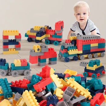 

100/182Pccs Creative Brick LegoINGlys Plastics to Insert Wood Kindergarten Assembling Early Educational LegoINGlys Blocks