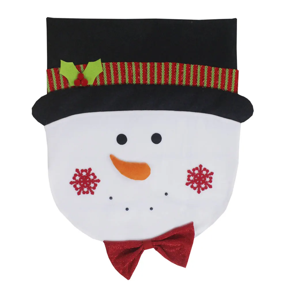 snowman Чехлы для стула льняные плюшевые праздничные подарки рождественские украшения вечерние украшения Санты Клаус Снеговик Удобные товары для дома - Цвет: snowman