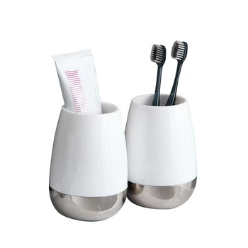 

2Pcs Tooth Mug Bathroom Accessories Set Toothbrush Holder Cup Normal Temperature Water Cup