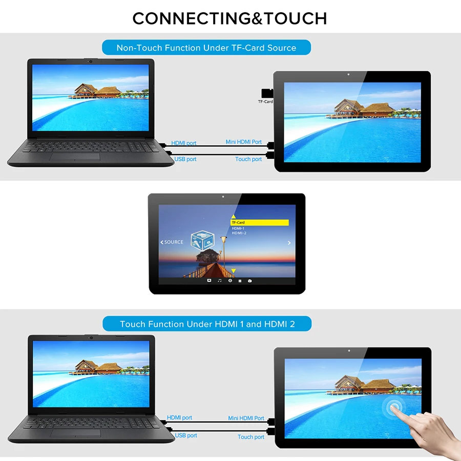 Eviciv 10 дюймовый 1368x768 портативный монитор для ПК PS4 Windows 7 8 HD LCD HDMI IPS внешний экран