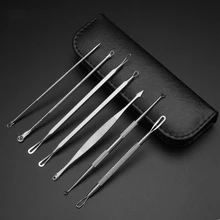 7 шт. экстрактор удаление черных точек Лечение Уход за кожей нос инструмент для чистки пор комплект из нержавеющей стали Макияж пятна с сумкой подарки прыщи