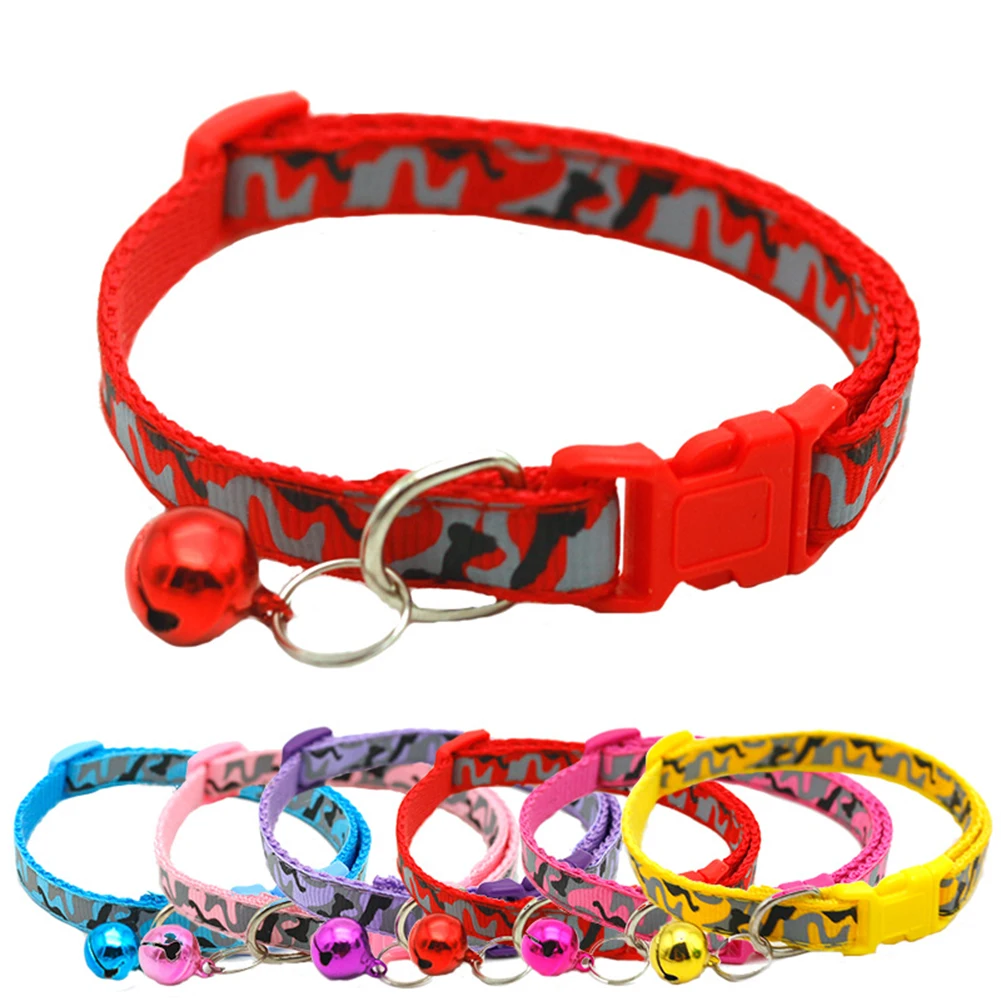 Collar con estampado de camuflaje para perros y gatos correa de poliéster para perro, arnés para perros pequeños y grandes, accesorios con campana