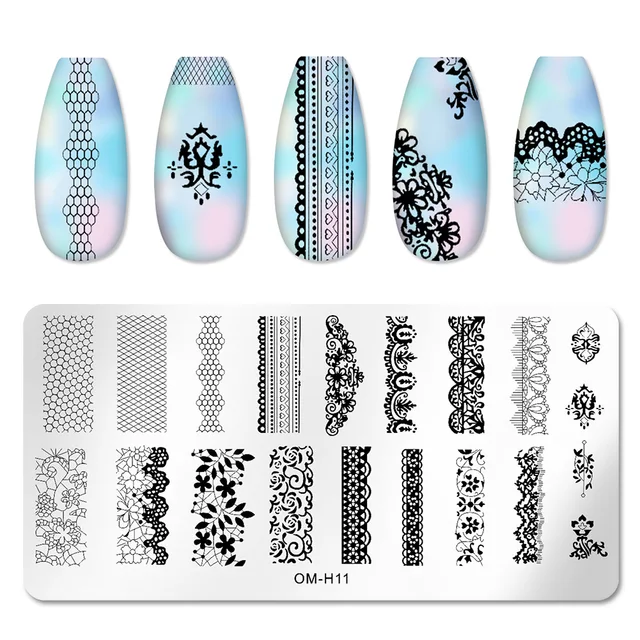Nail Stickers Art Stamping Template Butterfly Leaves Floral Heart Stamp Plate Stencil Reusable Metal Manicure Nail Accessories M11