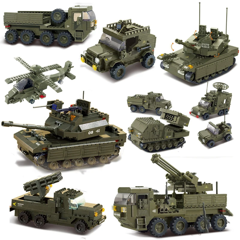 Sluban Military SWAT team vehicles Model plane tanks armed truck army World war ii building blocks DIY bricks Moc WW2 Kids Toys. | Игрушки и