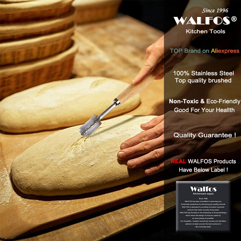 WALFOS Bread Lame New European Bread Arc Curved Knife Western-Style Baguette Cutting French Toas Cutter Tools baking tool,dough cutter,bread cutter