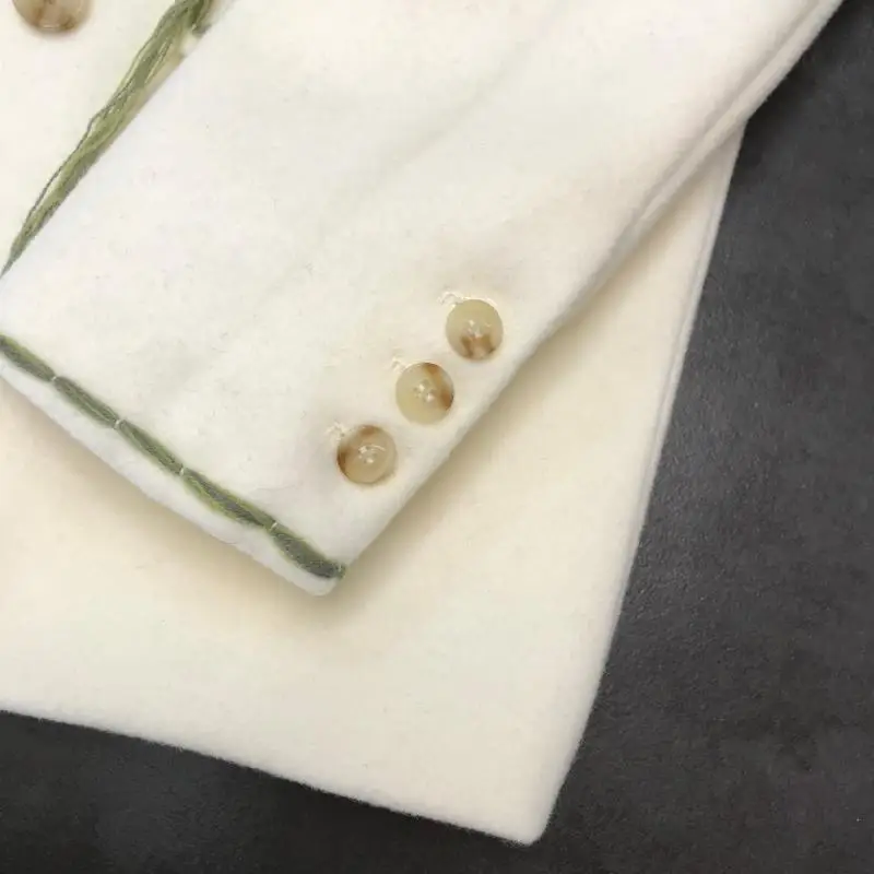 Новинка зимы, сетчатый шерстяной костюм с боковой металлической пряжкой и двойным карманом, с длинным рукавом, женский пиджак
