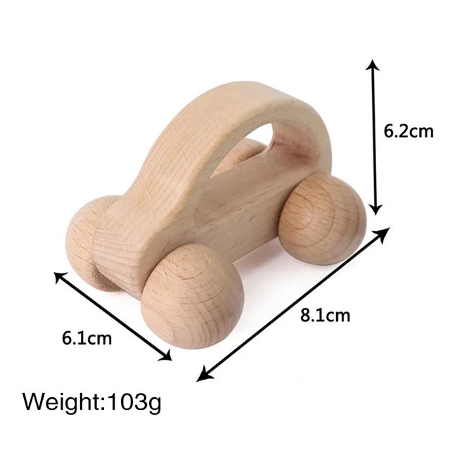 1pc Organic Beech Wooden Car For Babies BPA Free Montessori Toys Wooden Rattle Brain Game Toys Handmade Crafts Gift Child Block 2