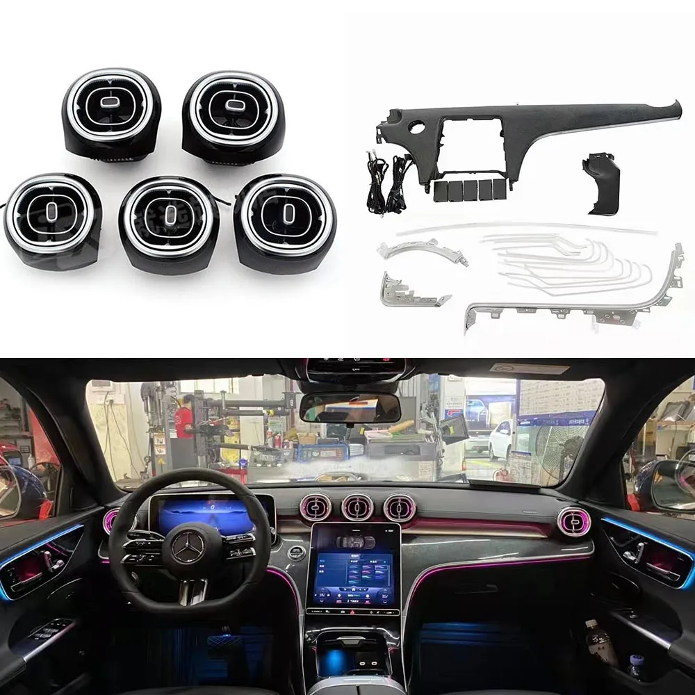 

Автомобильная насадка, 64 цвета, яркая неоновая светодиодная лампа, вентиляционные отверстия для Mercedes-Benz C Class W206 2021 2022 Turbo