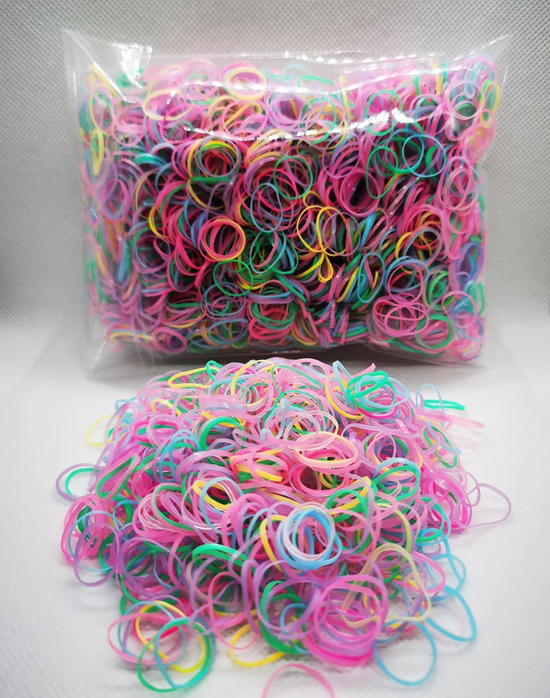 3000pcs/Bags Girl Solid Color Black Colorful Rubber Band Ponytail