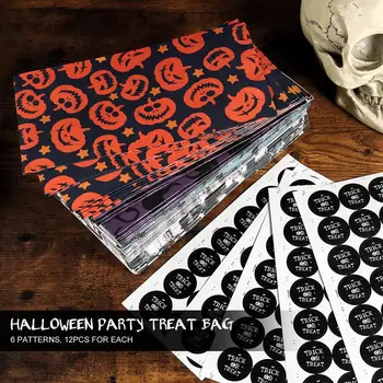 

BESTONZON 72PCS Halloween Party Treat Bags with Stickers Gift Bags for Kids Birthday Halloween Party Decorations