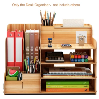 

Large Multi-Function Wooden Desk Storage Racks Office Supplies File Documents Organizer Shelf Multi-Layer Bookshelf 39*29*28cm