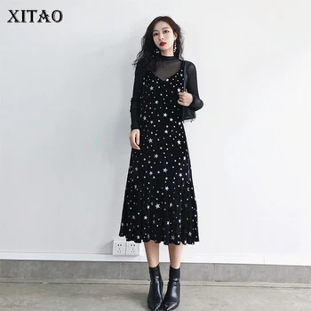 

XITAO Perspective Women Dress 2020 Spring Elegant Goddess Fan Goddess Fan Loose Small Fresh Full Sleeve Loose Dress XJ3614