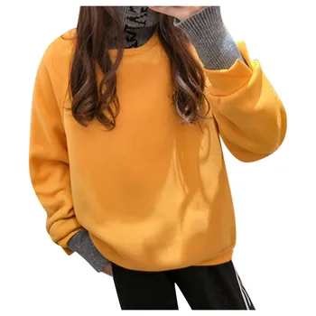 

Sweatshirts Women Winter Warm False Two Turtleneck Solid Long Sleeve Loose Casual Sweatshirt Pullover Top Streetwear Sudadera