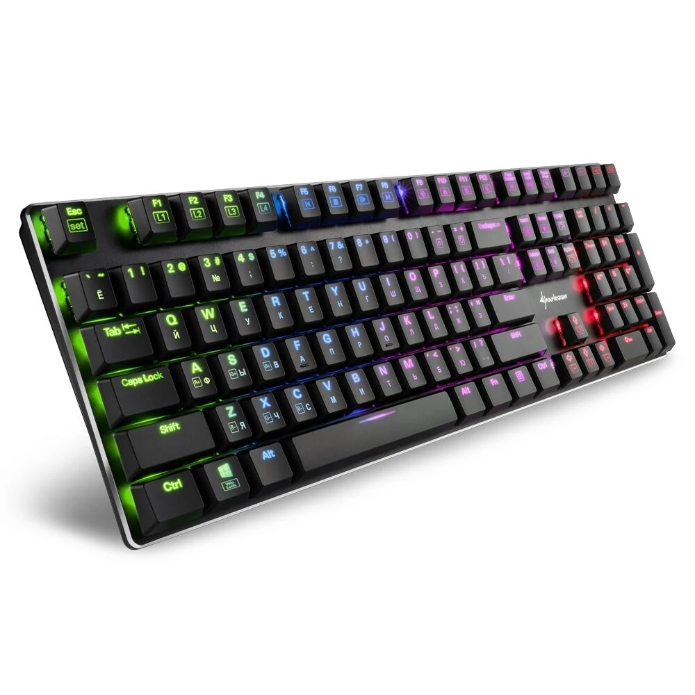 Sharkoon PureWriter RGB Blue Mechanical Keyboard, Kailh Blue, Wired, RGB, USB, Black
