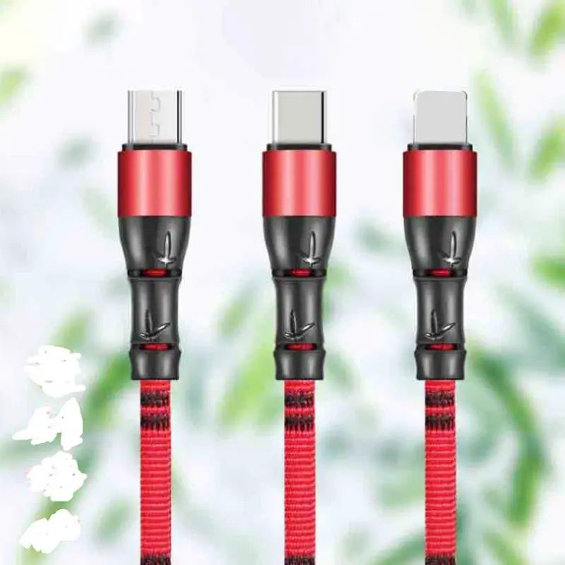 3 в 1 телефонный кабель для Iphone для Micro-type-C Usb кабель 1,2 A м круглый плетеный кабель для Xiaomi huawei