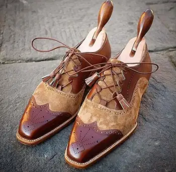 

Men PU Leather Fashion Shoes Low Heel Loafers Shoes Dress Shoes Brogue Shoes Spring Ankle Boots Vintage Classic Male CasualLP371