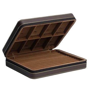 

Portable PU Jewelry Box Zipper Bracelet Earrings Necklace Rings Storage Case Cabinet for Travel