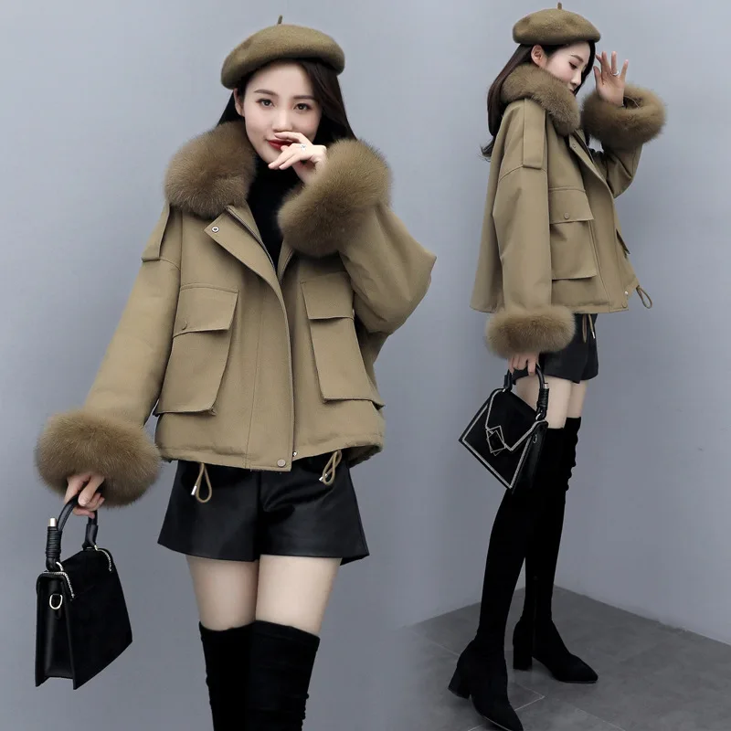 

Winter Korean-style Elegant Slimming Loose-Fit Women's Short Short-height Coat Da Mao LEEPAG Overcome Cotton-padded Clothes plus