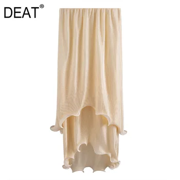 

DEAT 2020 new spring and summer fashion women clothing high waist pleated ruffles irruglar sweet halfbody skirt female WM25912L