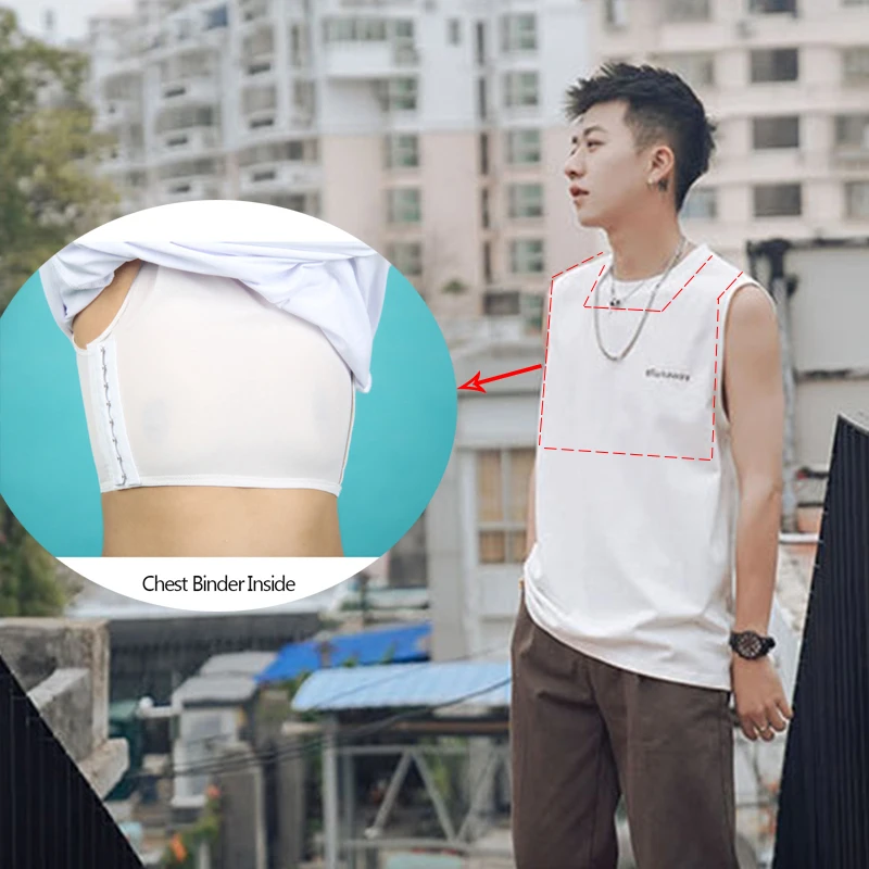 Chest Binder Inside Les Lesbian Casual Non See-throngh Cotten Vest Chest Breast Binder Trans Undershirt Long Loose Tops breast binder