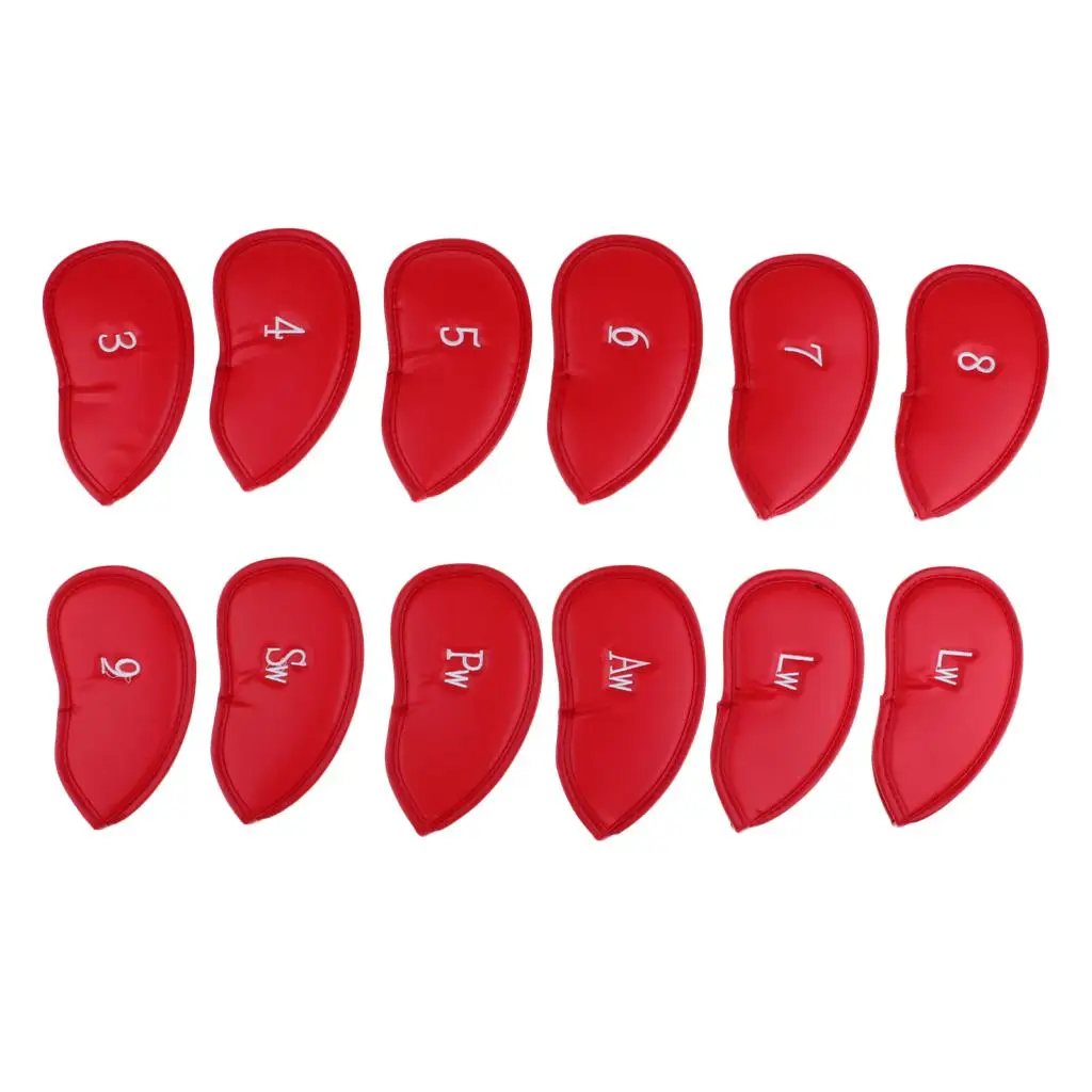 Red 16.6x9cm 12 шт./компл. PU Гольф клуб клюшка для гольфа Защитная крышка шлем замена-универсальный размер - Цвет: Red 16.6x9cm