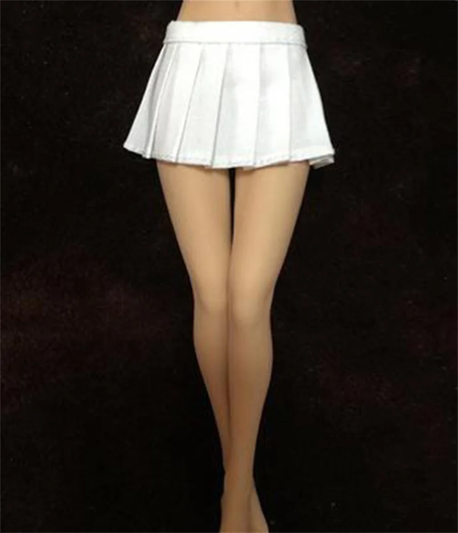 1/6 Scale Female Pleated Skirt Student White Short Tress Dress Fit 12'' Figure 