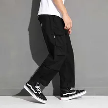 Tide повседневные брюки карго для мужчин и женщин хип-хоп шаровары свободные мешковатые хлопковые брюки эластичный пояс широкие ноги большой размер мужская одежда