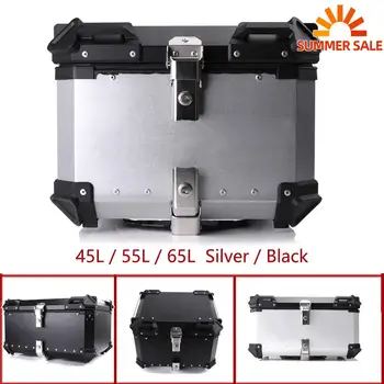 

45L 55L 65L Motorcycle Top Rear Luggage Tail Tool Box Case Helmet Storage Lock Trunk Aluminum Universal Waterproof Quick Release