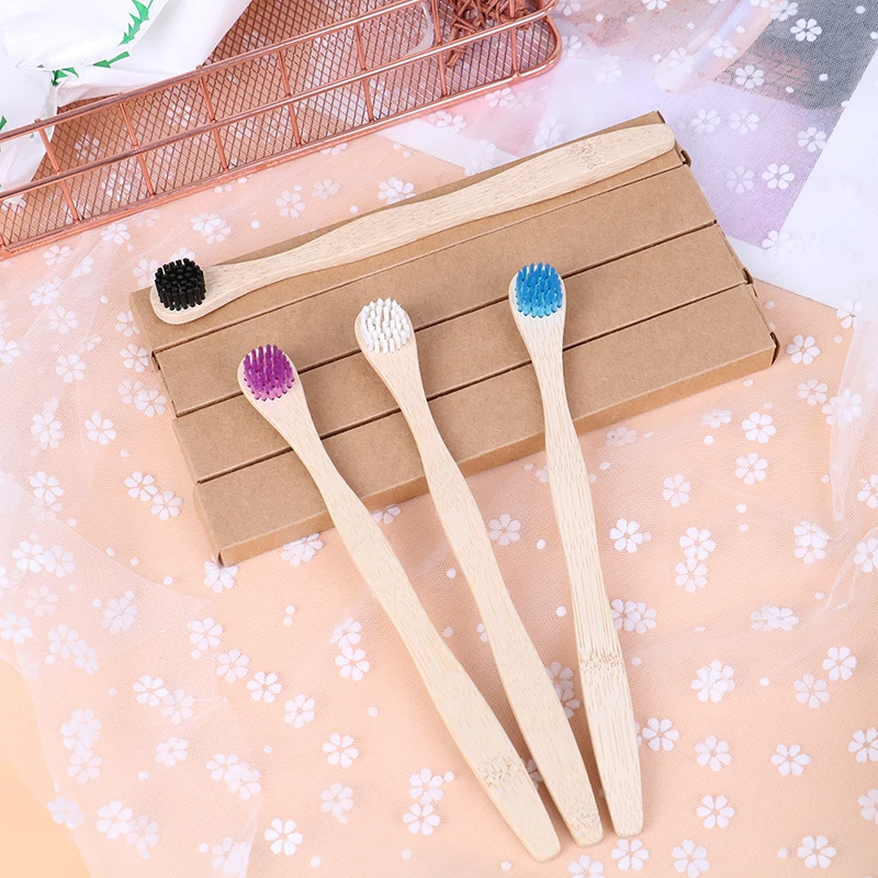 Toothbrush Eco-Friendly Rainbow Bamboo  Teeth Brush Solid Bamboo Handle Toothbrush Soft Fibre Toothbrush Biodegradable