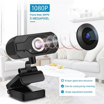 

HD Webcam 360-Degree Rotation Web Camera 1080P Built-in Mic Studying Online Tool Adjustable Business Webcam