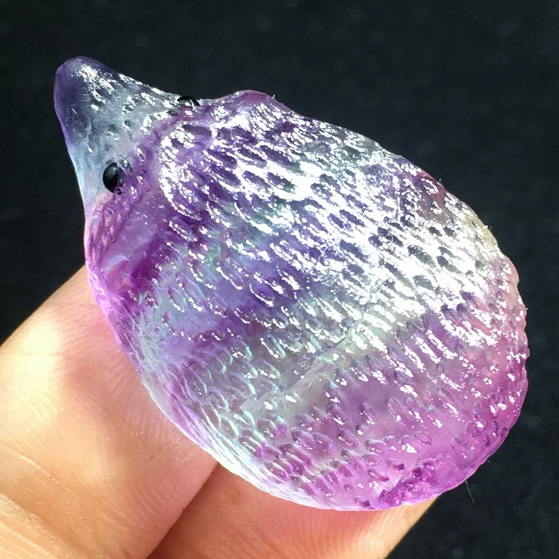 

Promotion! Natural Fluorite Hedgehog Skull Quartz Hand-Carved Crystal Healing 1Pcs