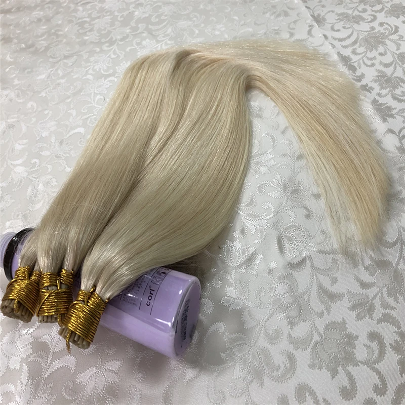 QHP Hair Straight Machine Made Remy Hair Extensions 50pcs/ Set Straight Keratin I Tip Human Extension Ombre Color Pink Red hair extensions