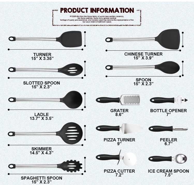 Kitchen Utensil Set 37Piece Cooking Utensils Silicon and Stainless Steel Nylon Non-stick Spatula Set Baking Tool Set cocina Gift