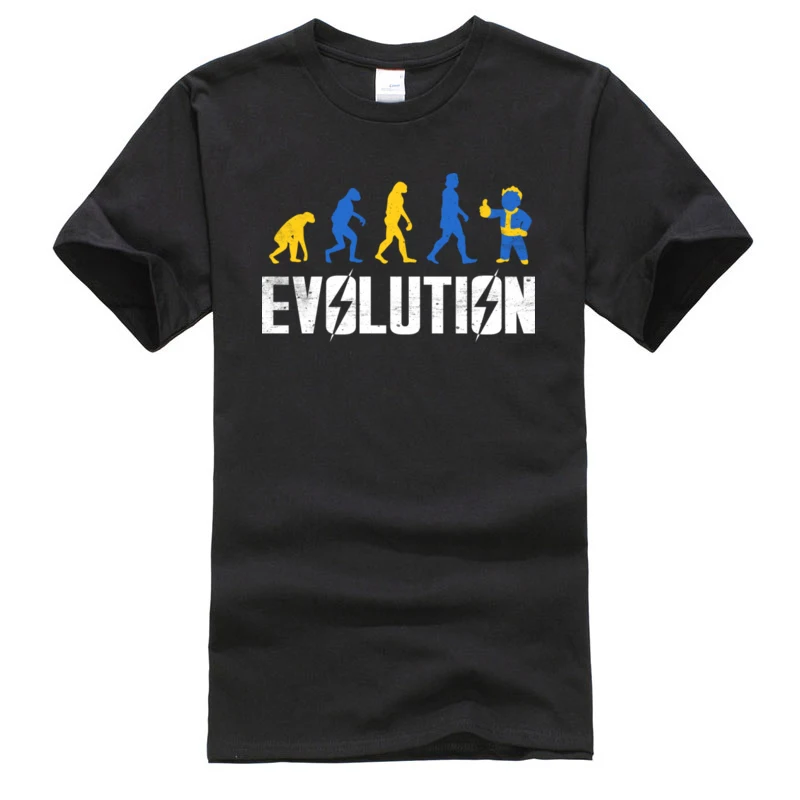Printed Evolution_3_563 T-shirts Prevailing Summer Short Sleeve Round Neck Tops Shirts 100% Cotton Men Slim Fit Tee-Shirt Evolution_3_563 black