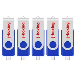 J boxing – clé USB 2.0 OTG à double Port, 5 pièces, support à mémoire de 16gb 32gb 64gb, support à mémoire de forme rotative, pour tablette Samsung Huawei Blue 