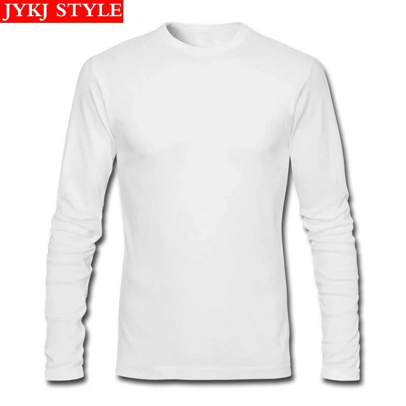 Дастин странные вещи футболка на заказ с длинным рукавом мужские футболки новые вечерние с o-образным вырезом хлопковые мужские рубашки - Цвет: White-blank