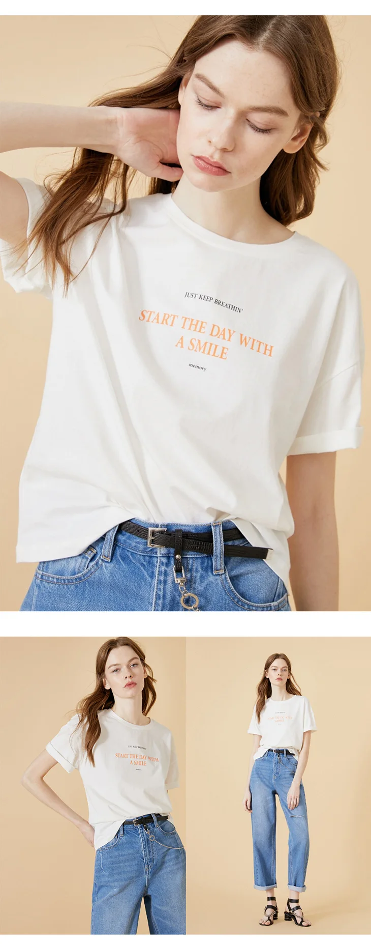 ONLY Women's Letter Print Short-sleeved T-shirt | 120101578