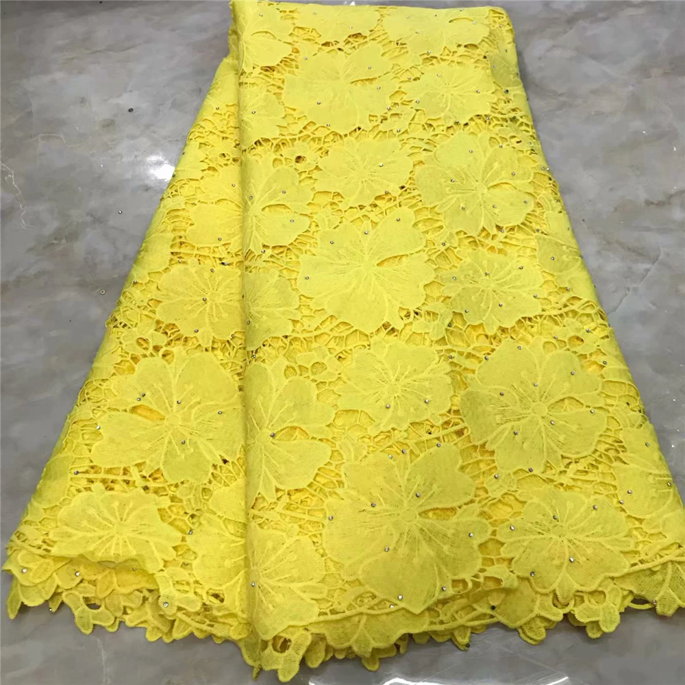 

2019 Latest Embroidered 5 Yards Nigerian Guipure Laces Fabric Bridal High Quality French Tulle Lace Fabric For Women Clothes