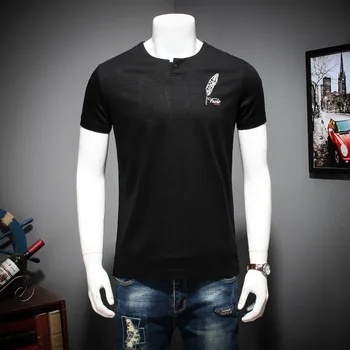 

Men's Wear Mercerized Cotton Big Size Leisure Men Short Sleeve T Shirt Loose Fat Daqing Less Men Plus Fat plus Short Sleeve