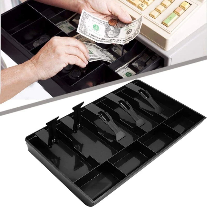  Large Cabinet Cash Drawer Register Insert Money Tray 5 Bills 4 Coins Compartments Storage Box Replacement Cashier Organizer | Дом и сад