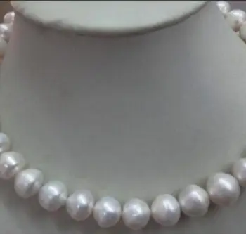 

Jewelry Pearl Necklace HUGE 18"12-15MM NATURAL AUS. SOUTH SEA GENUINE WHITE PEARL NECKLACE Free Shipping