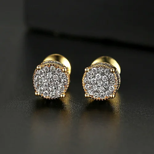Тип, простые круглые серьги-гвоздики золотого цвета, белые и черные стразы для влюбленных, серьги для женщин и мужчин ZK40