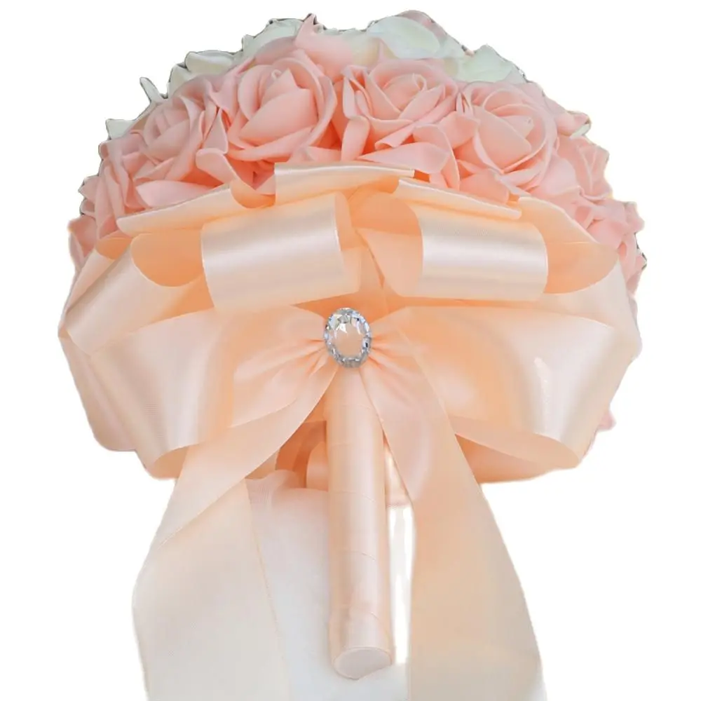 European Wedding Supplies Foam Rose Flowers Bride Bouquet Simulation Bouquet PE Foam Handmade Diamond Wedding Toss FZ51