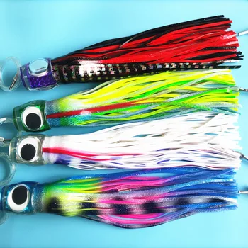 

FishGang 4PCS Octopus lure squid jigs big game bait 32cm 250g drag fishing bait feather skirt with fishing line and fishing hook