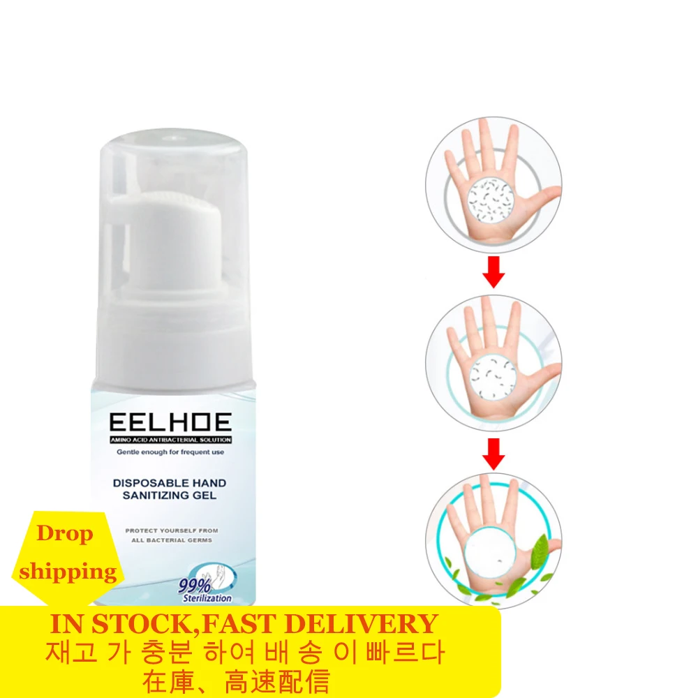

30ml Disposable Quick-dry Antibacterial Disposable Disinfection Gel Portable Wipe Out Bacteria Hand Sanitizer Gel Desinfectante