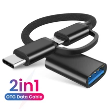 2 w 1 USB 3.0 OTG Adapter kabel typu C Micro USB na USB 3.0 konwerter adapter do Samsung 2w1 Nylon Braid kabel danych