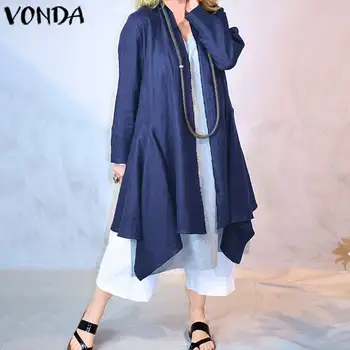 

Autumn Women Blouse Cardigan Casual Loose Open Front Thin Coat Long Sleeve Irregular Hem Cardigan 2020 Outwear Jackets Plus Size