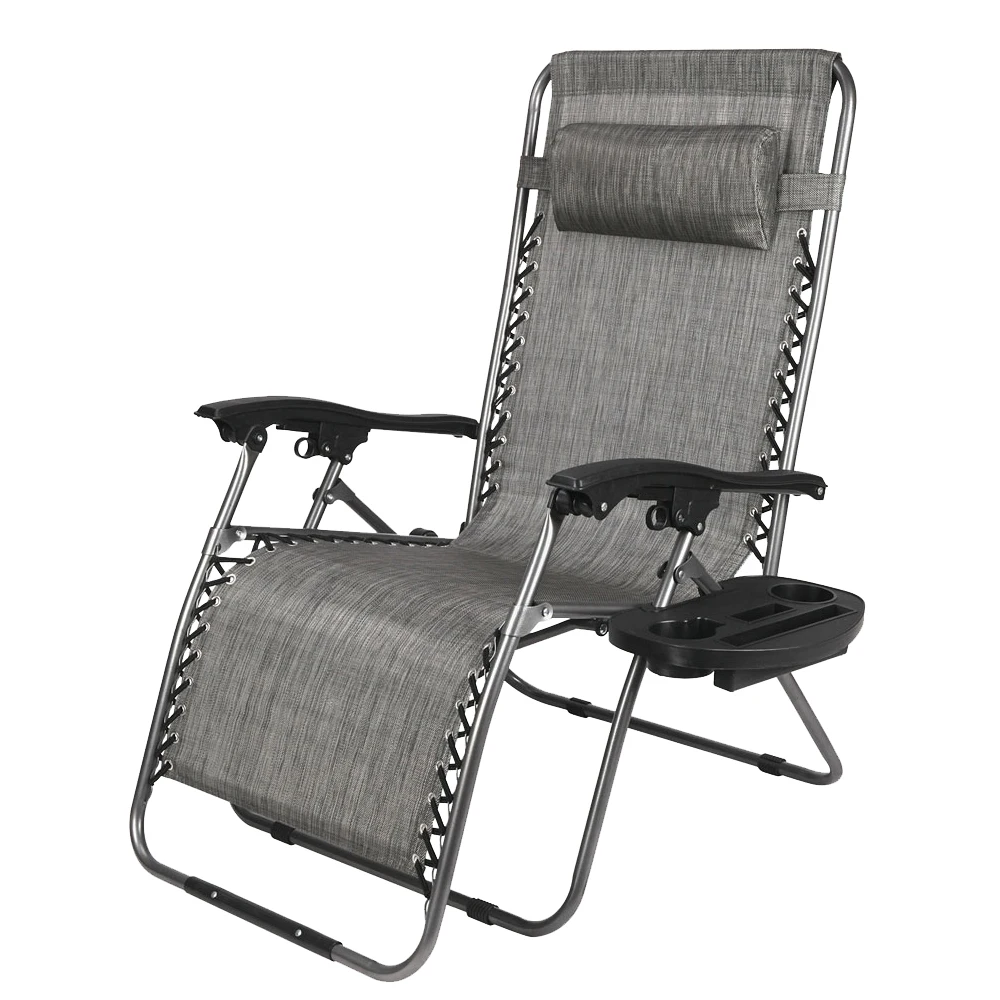 

Zero Gravity Lounge Chair Widened Folding Chair Leisure Chair Gray for Backyard Beach and Sporting Events