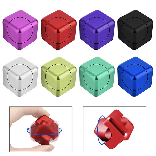 Square Decompression Spinning Top Dice Cube Anti-Anxiety Fingertip Toys Hand FigetS Spinner Early Learning Vent Toys Flipo Flip 2
